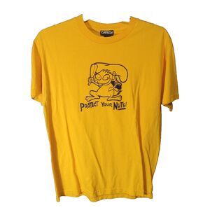 Y2K Carbon Protect Your Nuts T-Shirt Men's Size L Funny Squirrel